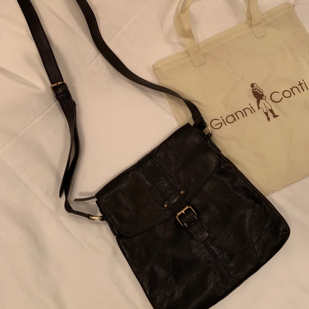 Gianni Conti Women's Black Crossbody Bag | Genuine Italian Leather |